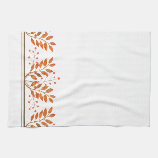 Red Rowan Berries & Gold Blätter Geschirrtuch (Horizontal)