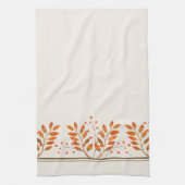 Red Rowan Berries & Gold Blätter Ivory Geschirrtuch (Vertikal)