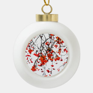 Red rowan fruit or ash berries keramik Kugel-Ornament