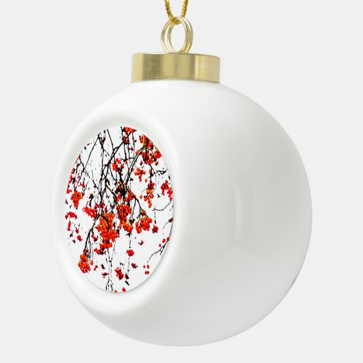 Red rowan fruit or ash berries keramik Kugel-Ornament (Rechts)