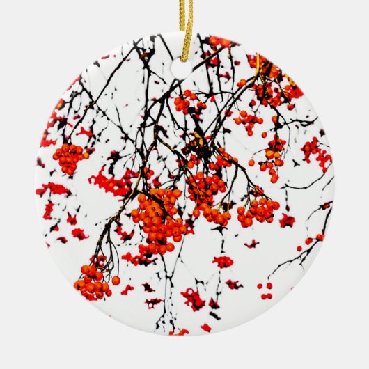 Red rowan fruit or ash berries keramikornament (Vorne)