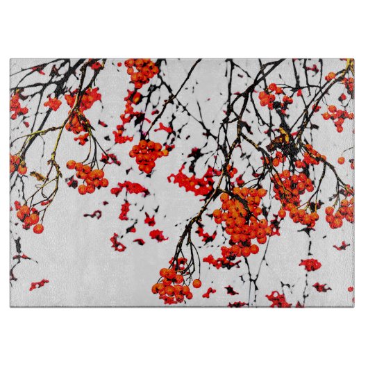 Red rowan fruit or ash berries schneidebrett (Vorderseite)