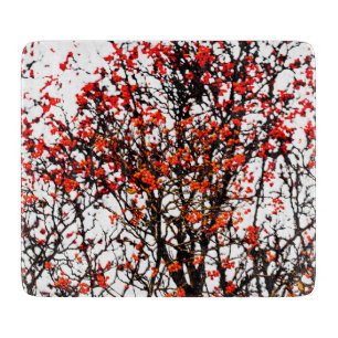 Red rowan fruit or ash berries schneidebrett
