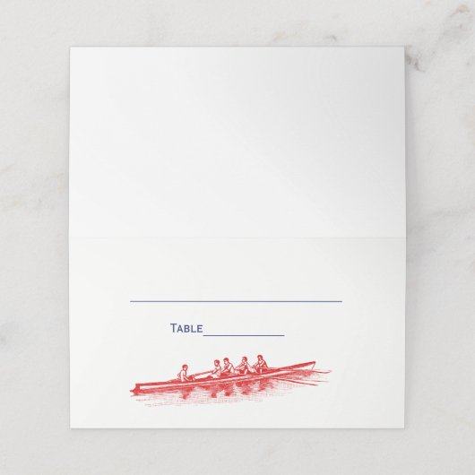 Red Rowing Rowers Crew Team Wassersport Platzkarte (Außenseite Aufgefaltet)