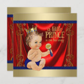 Red Royal Blue Gold Prince Baby Dusche Einladung (Vorne/Hinten)