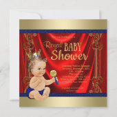 Red Royal Blue Gold Prince Baby Dusche Einladung (Rückseite)