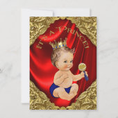 Red Royal Blue Gold Satin Prince Baby Dusche Einladung (Vorderseite)