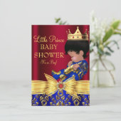 Red & Royal Blue Prince Boy Baby Dusche Einladung  (Stehend Vorderseite)