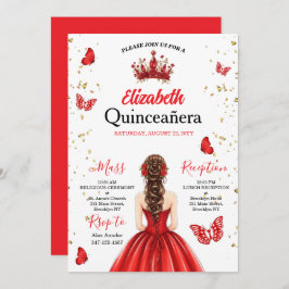 Red Royal Butterfly Quinceañera Invitation Einladung