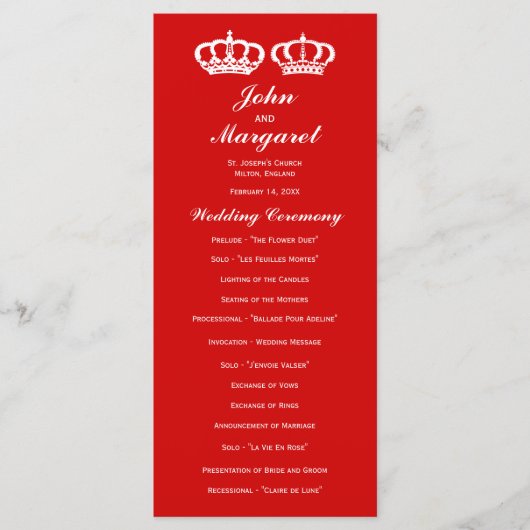Red Royal Couple Wedding Program Programm (Vorderseite)