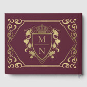 Red Royal Fantasy Monogram Wedding Gästebuch (Rückseite)