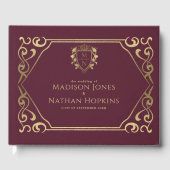 Red Royal Fantasy Monogram Wedding Gästebuch (Vorderseite)