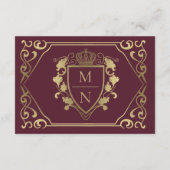 Red Royal Fantasy Monogram Wedding RSVP Begleitkarte (Rückseite)