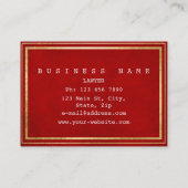 Red Royal Golden Frame Velvet White Vip Visitenkarte (Rückseite)