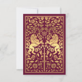 Red Royal Lion Mittelalterliche Goldhochzeit Einla Einladung (Rückseite)