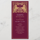 Red Royal Lion Mittelalterliches Hochzeitsprogramm Programm (Vorderseite)