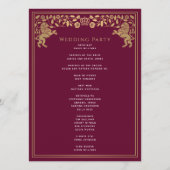 Red Royal Lion Mittelalterliches Hochzeitsprogramm Programm (Rückseite)