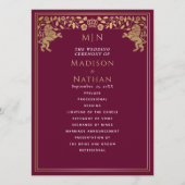 Red Royal Lion Mittelalterliches Hochzeitsprogramm Programm (Vorderseite)