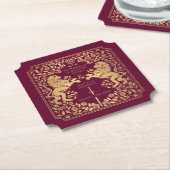 Red Royal Lion Mittelalterliches Hochzeitsticket Untersetzer (angewinkelt)