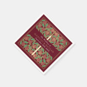 Red Royal Medieval Gold Floral Sword Wedding Serviette (Ecke)