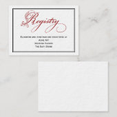 Red Royal Script Calligraphy Wedding Registry Card Begleitkarte (Vorne/Hinten)