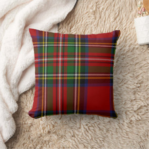Red Royal Stewart Tartan Throw Pillow Kissen