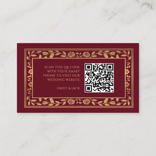 Red Royal Sword Wedding Website UAWG QR Code Begleitkarte (Rückseite)