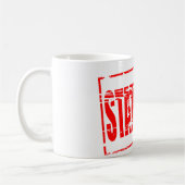 Red rubber stamp effect statiegeld kaffeetasse (Links)