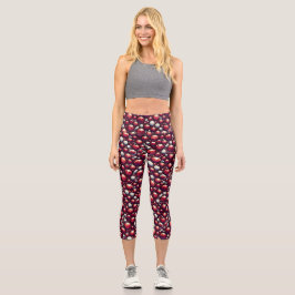 Red Rubies Silver & Diamond Edelsteine Capri Leggings