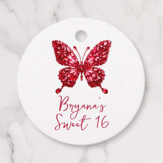 Red Ruby Crystal Butterfly Juli Birthstone Geschenkanhänger (Vorderseite)