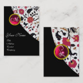 RED RUBY DAMASK MONOGRAM 2,fuchsia Visitenkarte (Vorne/Hinten)