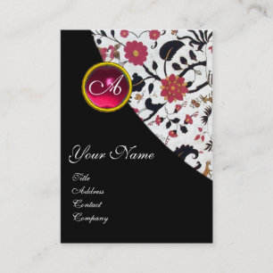RED RUBY DAMASK MONOGRAM 2,fuchsia Visitenkarte