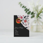 RED RUBY DAMASK MONOGRAM 2,fuchsia Visitenkarte (Stehend Vorderseite)