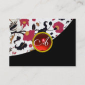 RED RUBY DAMASK MONOGRAM 2,fuchsia Visitenkarte (Rückseite)