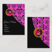 RED RUBY DAMASK MONOGRAM fuchsia rosa Veilchen Visitenkarte (Vorne/Hinten)