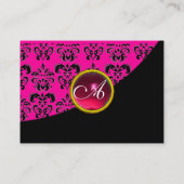 RED RUBY DAMASK MONOGRAMM fuchsia rosa Visitenkarte (Rückseite)