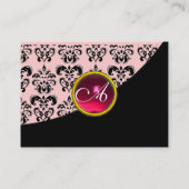 RED RUBY DAMASK MONOGRAMM fuchsia rosa Visitenkarte (Rückseite)