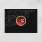 RED RUBY DAMASK MONOGRAMM fuchsia rosa Visitenkarte (Rückseite)