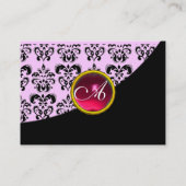 RED RUBY DAMASK MONOGRAMM fuchsia rosa Visitenkarte (Rückseite)