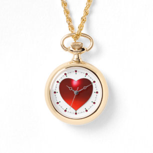 RED RUBY GEM STONE HERZ ARMBANDUHR