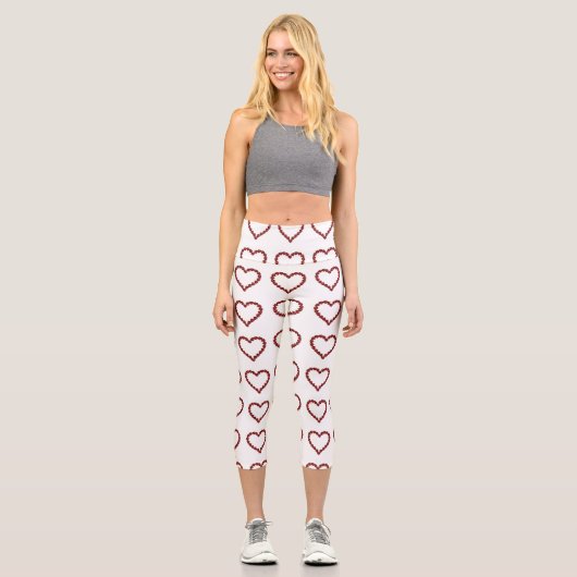Red Ruby Gemstone Herz Capri Leggings (Vorderseite)