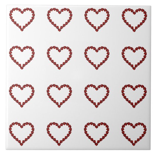 Red Ruby Gemstone Herz Fliese (Vorderseite)