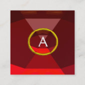 RED RUBY GEMSTONE MONOGRAM Abstrakt Geometrie Quadratische Visitenkarte (Rückseite)