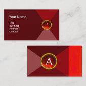 RED RUBY GEMSTONE MONOGRAM Abstrakt Geometrie Visitenkarte (Vorne/Hinten)