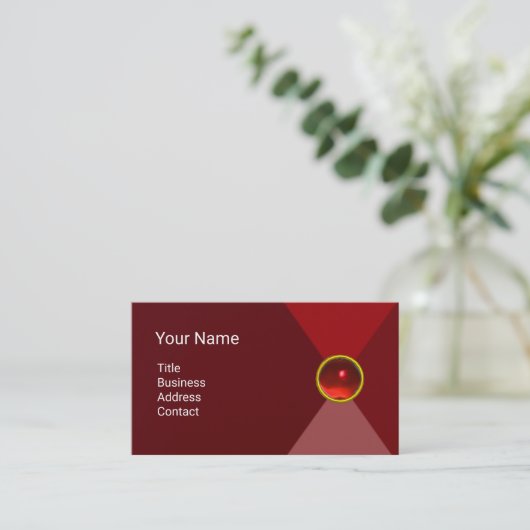 RED RUBY GEMSTONE MONOGRAM Abstrakt Geometrie Visitenkarte (Stehend Vorderseite)