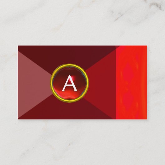 RED RUBY GEMSTONE MONOGRAM Abstrakt Geometrie Visitenkarte (Rückseite)
