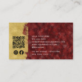 Red Ruby Gold Brush QR Code Social Media Visitenkarte (Rückseite)
