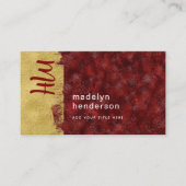 Red Ruby Gold Brush QR Code Social Media Visitenkarte (Vorderseite)