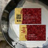 Red Ruby Gold Brush QR Code Social Media Visitenkarte