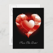 Red Ruby Heart Ankündigungspostkarte (Vorne/Hinten)